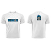 White QR T-Shirt from RESHRD Stripe collection with Front & Back Black & Light Blue design